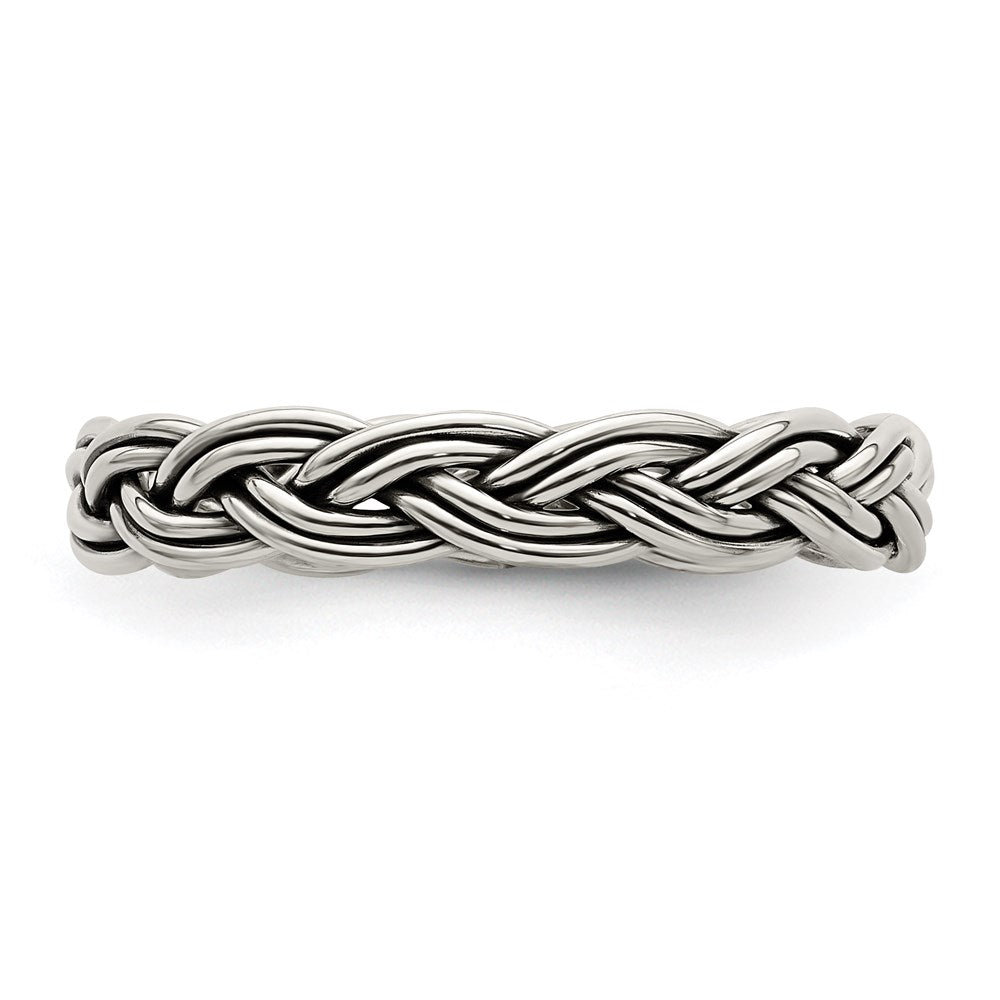 Sterlingsilber Antikisiert Weave 3.5mm Damen Ring