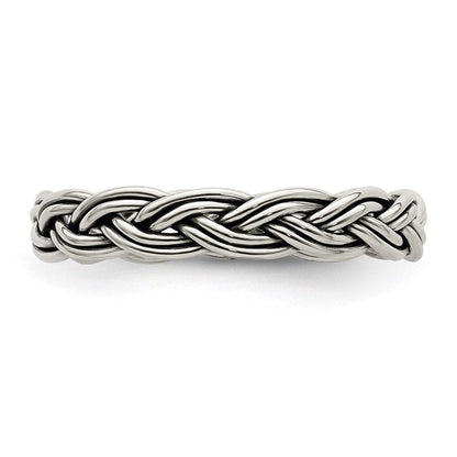 Sterlingsilber Antikisiert Weave 3.5mm Damen Ring