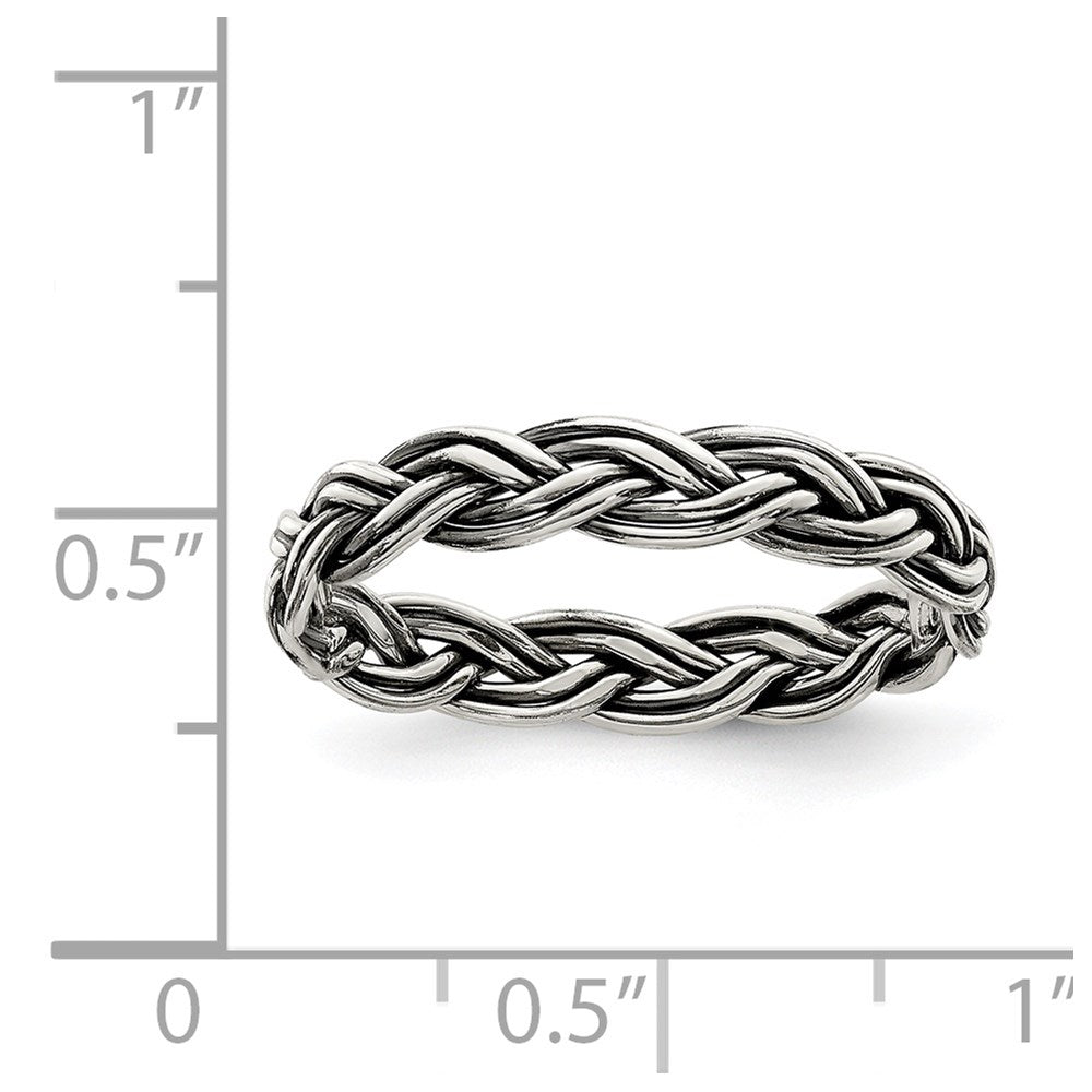 Sterlingsilber Antikisiert Weave 3.5mm Damen Ring