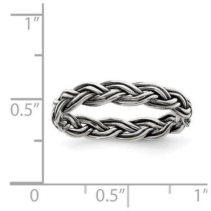 Sterlingsilber Antikisiert Weave 3.5mm Damen Ring