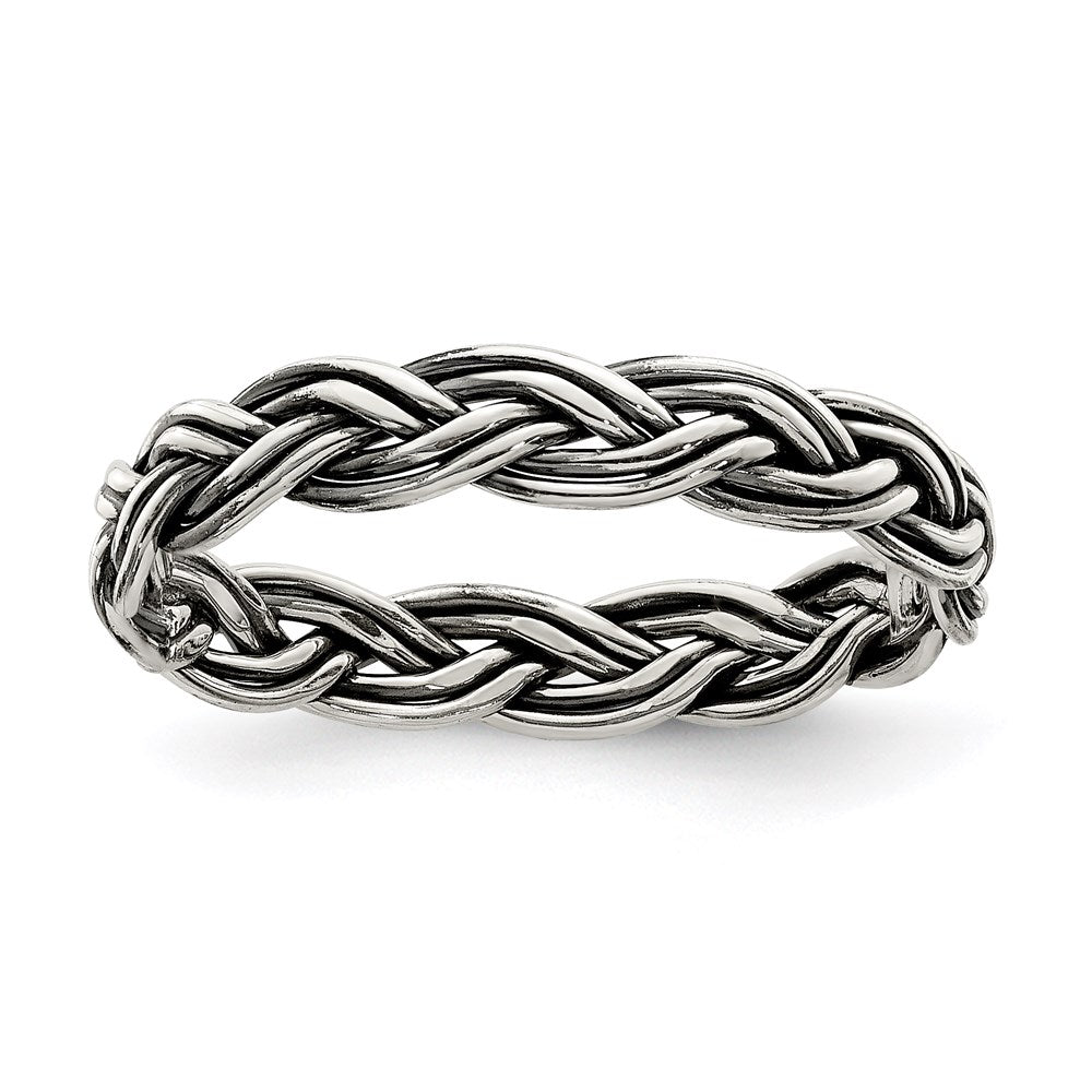 Sterlingsilber Antikisiert Weave 3.5mm Damen Ring