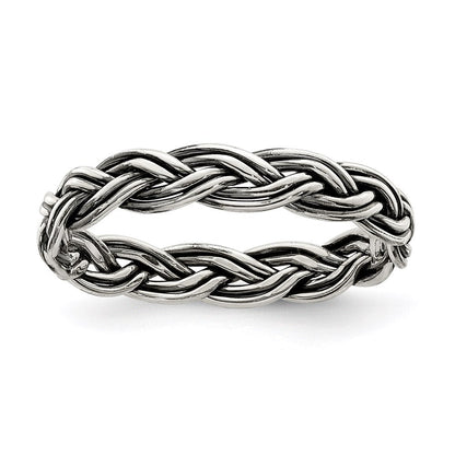Sterlingsilber Antikisiert Weave 3.5mm Damen Ring