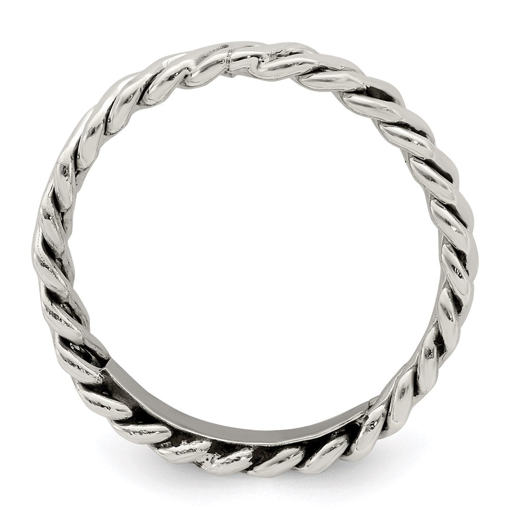 Sterlingsilber Poliert Weaved 3.5mm Damen Ring (size 8 Nur)
