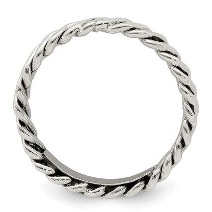 Sterlingsilber Poliert Weaved 3.5mm Damen Ring (size 8 Nur)