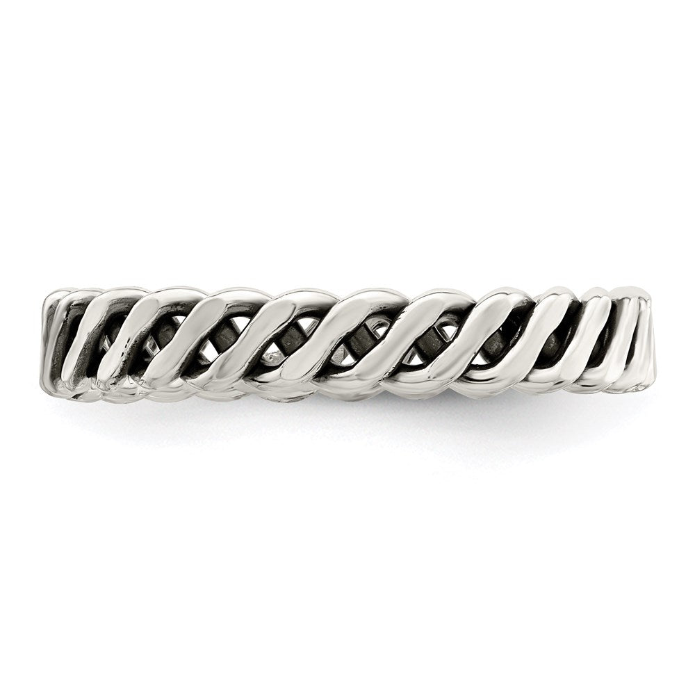 Sterlingsilber Poliert Weaved 3.5mm Damen Ring (size 8 Nur)