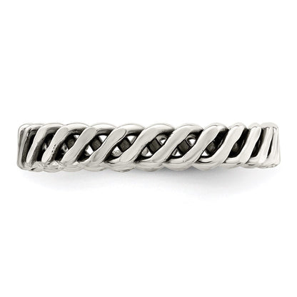 Sterlingsilber Poliert Weaved 3.5mm Damen Ring (size 8 Nur)