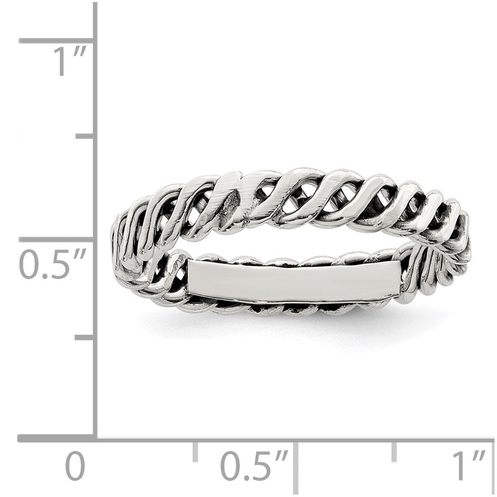 Sterlingsilber Poliert Weaved 3.5mm Damen Ring (size 8 Nur)