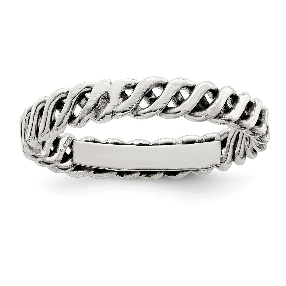 Sterlingsilber Poliert Weaved 3.5mm Damen Ring (size 8 Nur)