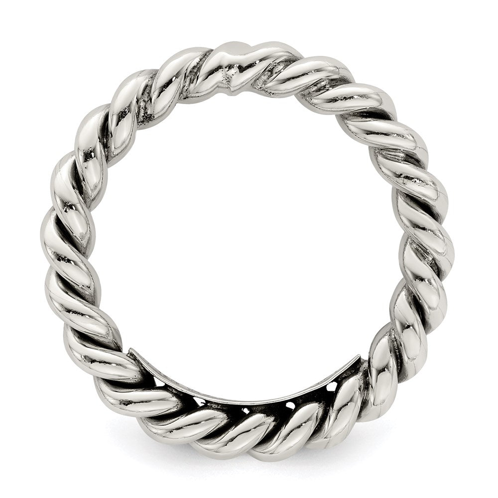 Sterlingsilber Antikisiert Gedreht 3mm Damen Ring