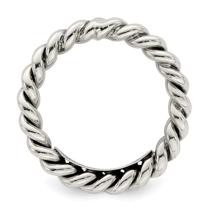 Sterlingsilber Antikisiert Gedreht 3mm Damen Ring