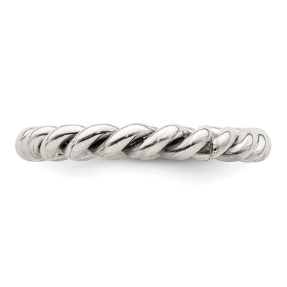 Sterlingsilber Antikisiert Gedreht 3mm Damen Ring