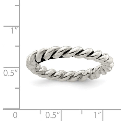 Sterlingsilber Antikisiert Gedreht 3mm Damen Ring