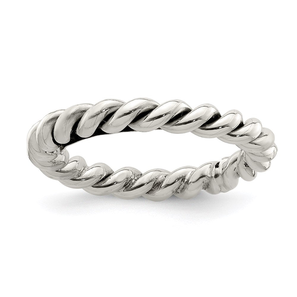 Sterlingsilber Antikisiert Gedreht 3mm Damen Ring