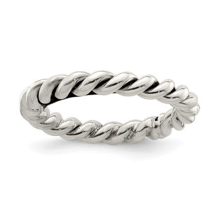 Sterlingsilber Antikisiert Gedreht 3mm Damen Ring