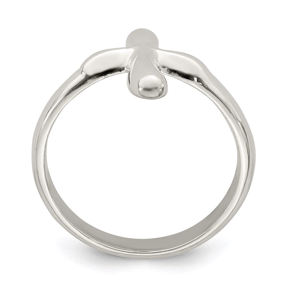 Sterlingsilber Vertikal Winzig Freeform Kreuz Ring