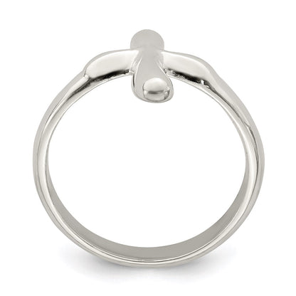 Sterlingsilber Vertikal Winzig Freeform Kreuz Ring