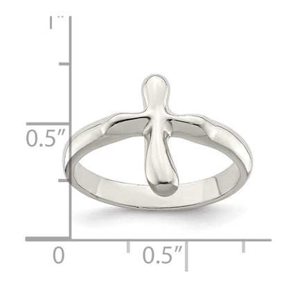 Sterlingsilber Vertikal Winzig Freeform Kreuz Ring