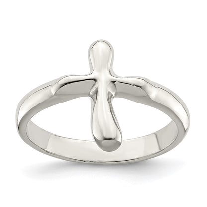 Sterlingsilber Vertikal Winzig Freeform Kreuz Ring