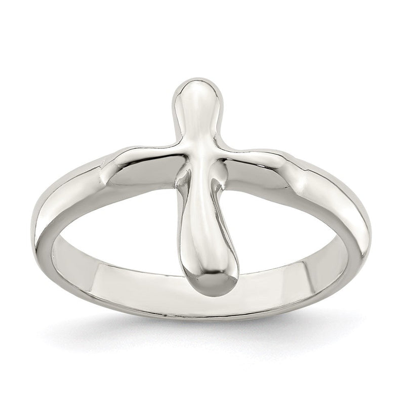 Sterlingsilber Vertikal Winzig Freeform Kreuz Ring