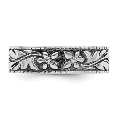 Sterlingsilber Antikisiert Blumen Ring