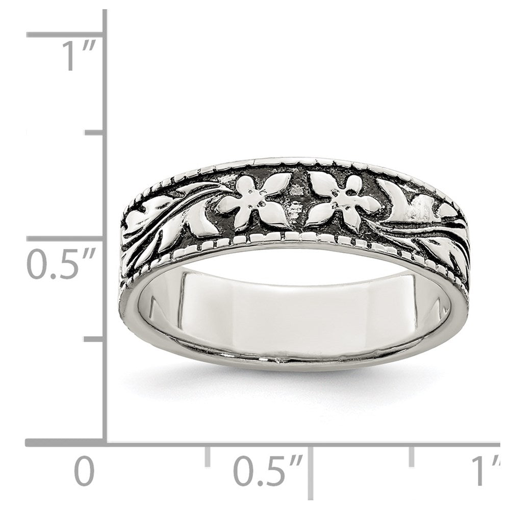 Sterlingsilber Antikisiert Blumen Ring