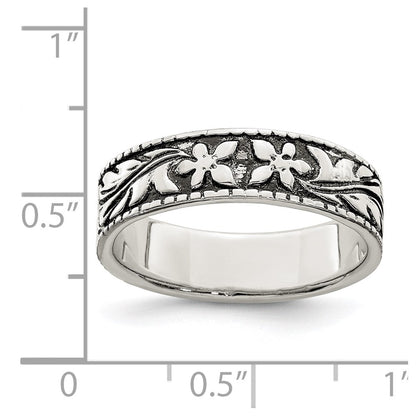 Sterlingsilber Antikisiert Blumen Ring