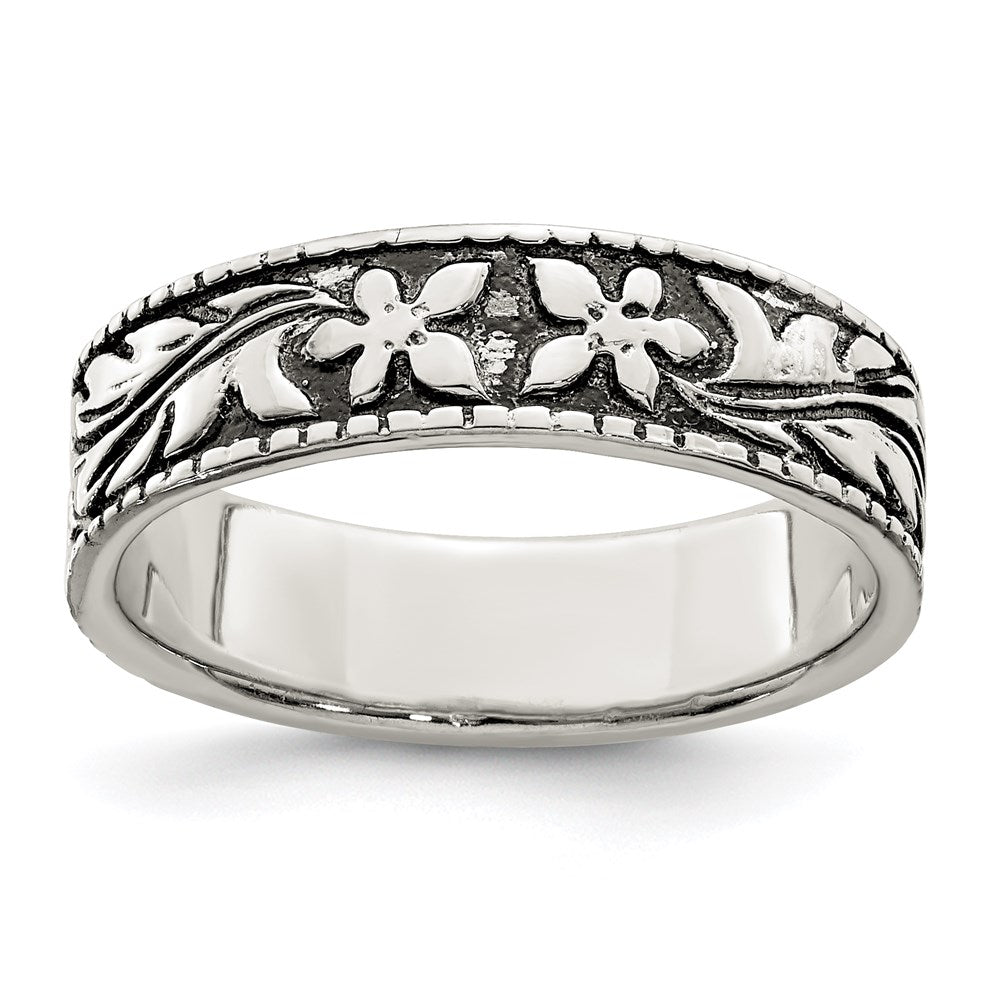 Sterlingsilber Antikisiert Blumen Ring