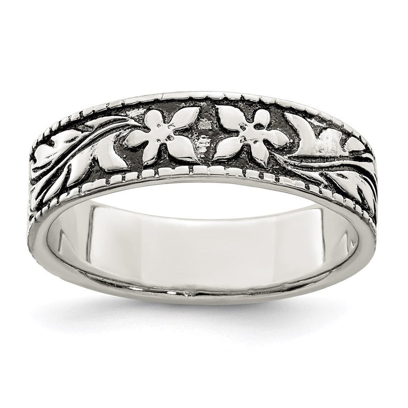 Sterlingsilber Antikisiert Blumen Ring