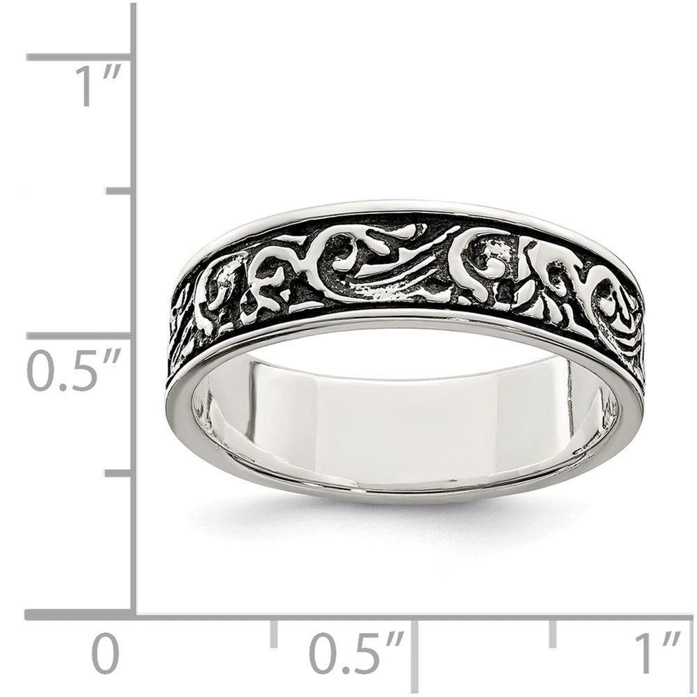Sterlingsilber Poliert und Antikisiert Filigran Damen Ring