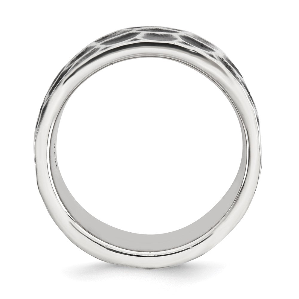 Sterlingsilber Poliert & Oxidiert Gehämmert Ring