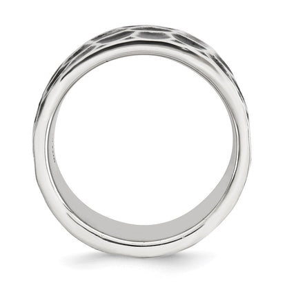 Sterlingsilber Poliert & Oxidiert Gehämmert Ring