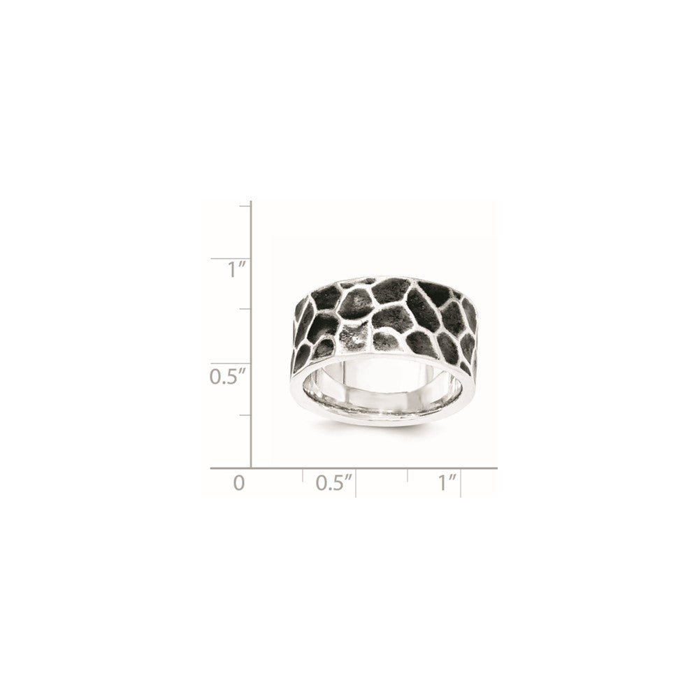 Sterlingsilber Poliert & Oxidiert Gehämmert Ring