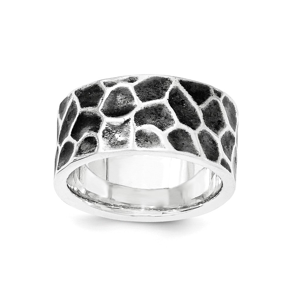 Sterlingsilber Poliert & Oxidiert Gehämmert Ring