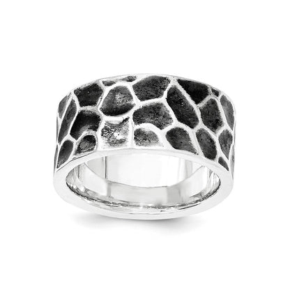 Sterlingsilber Poliert & Oxidiert Gehämmert Ring