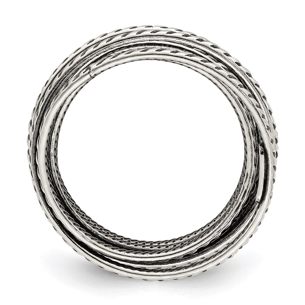 Sterlingsilber Antikisiert Strukturiert Ein Stück Federring