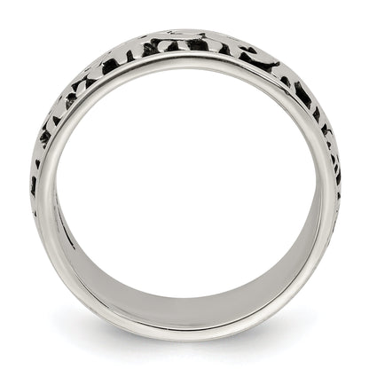 Sterlingsilber Poliert und Antikisiert Elephants Ring
