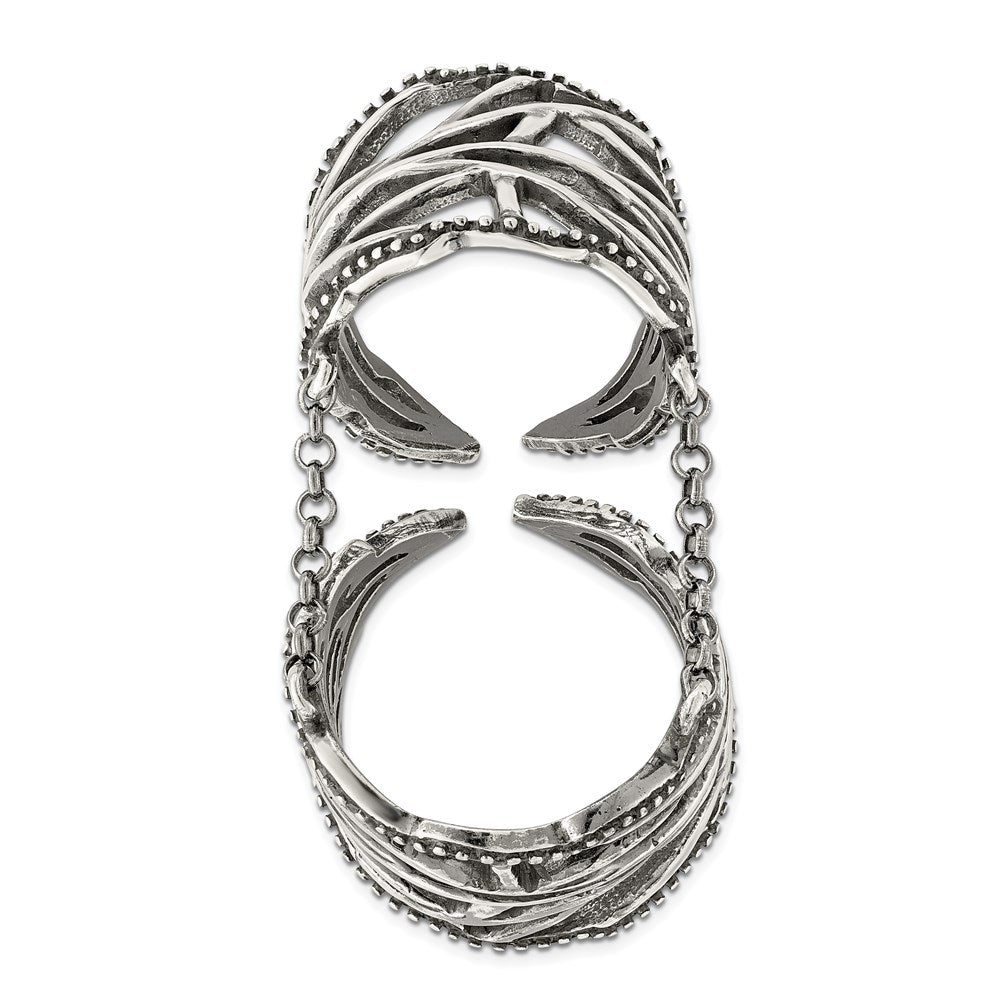 Sterlingsilber Antikisiert Poliert Strukturiert Full Finger Verstellbar Ring