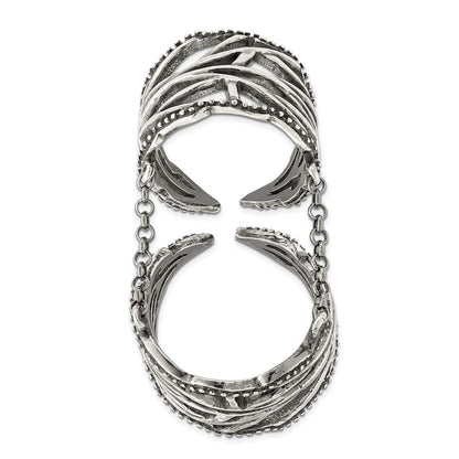 Sterlingsilber Antikisiert Poliert Strukturiert Full Finger Verstellbar Ring