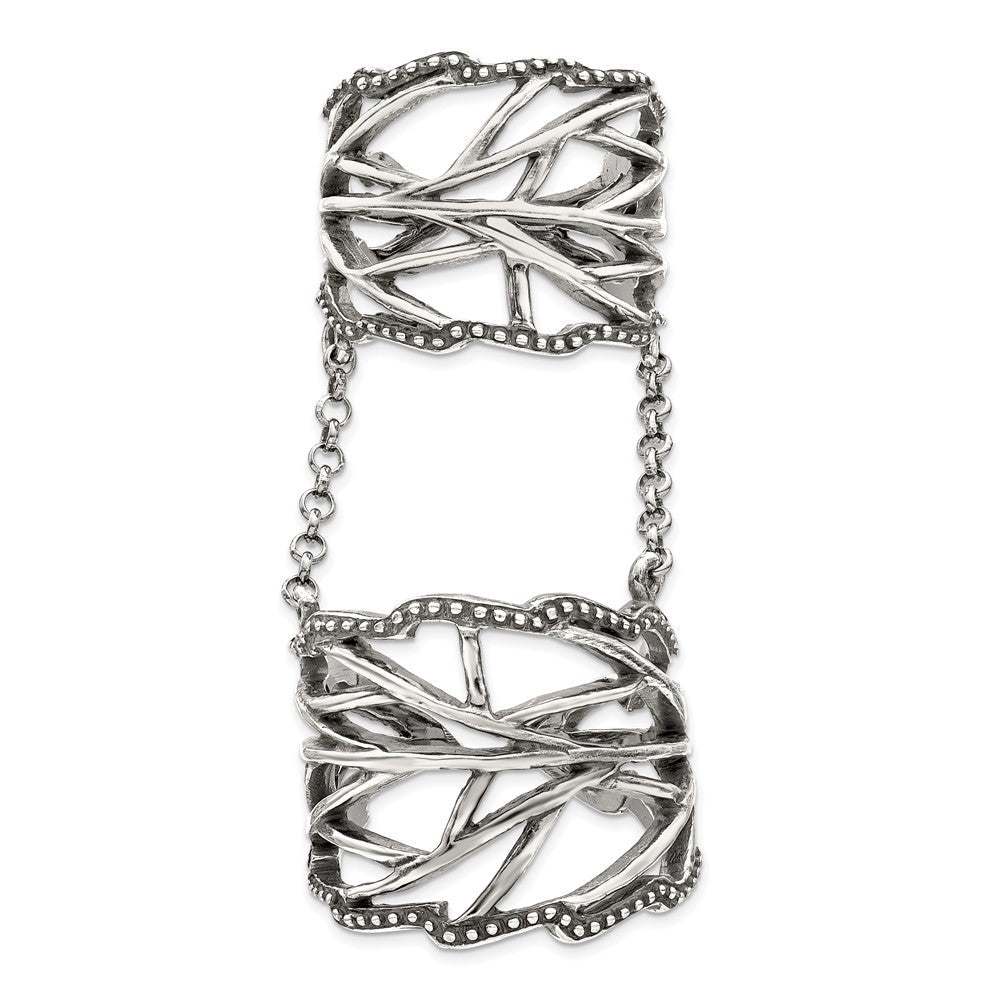 Sterlingsilber Antikisiert Poliert Strukturiert Full Finger Verstellbar Ring