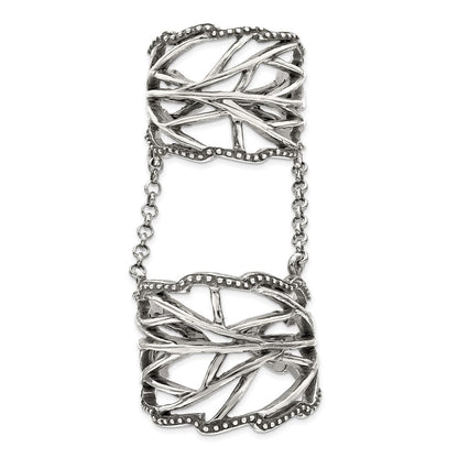 Sterlingsilber Antikisiert Poliert Strukturiert Full Finger Verstellbar Ring