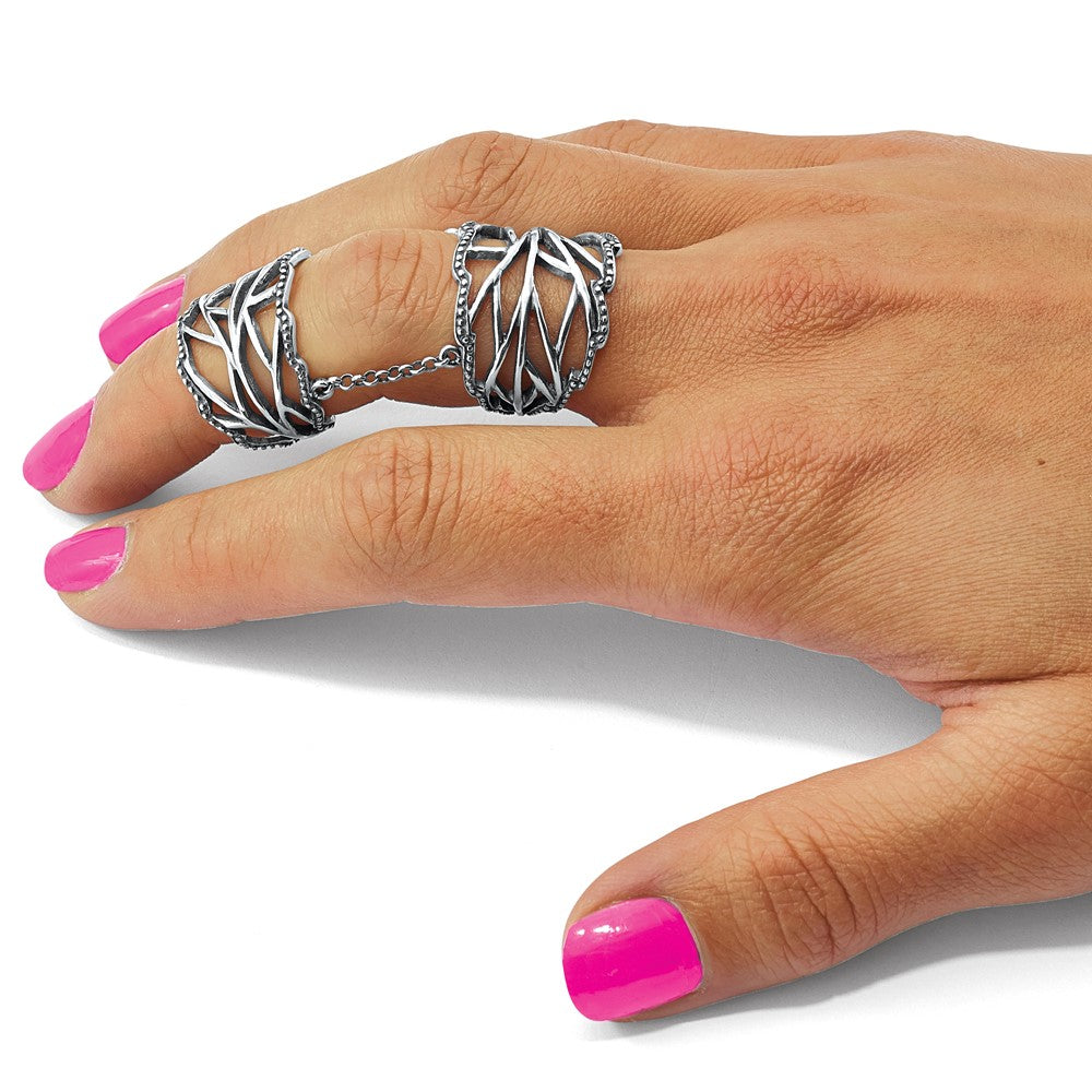 Sterlingsilber Antikisiert Poliert Strukturiert Full Finger Verstellbar Ring