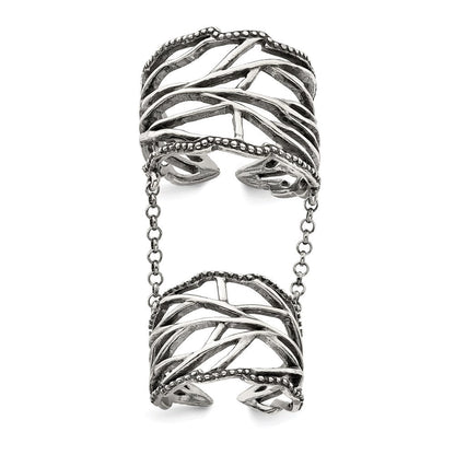 Sterlingsilber Antikisiert Poliert Strukturiert Full Finger Verstellbar Ring