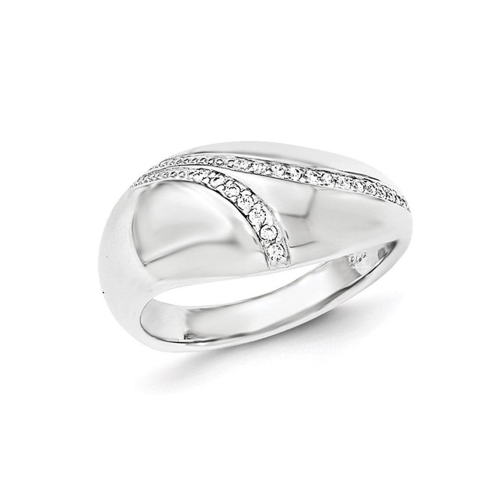 Sterlingsilber Poliert Zirkonia Kuppel Ring