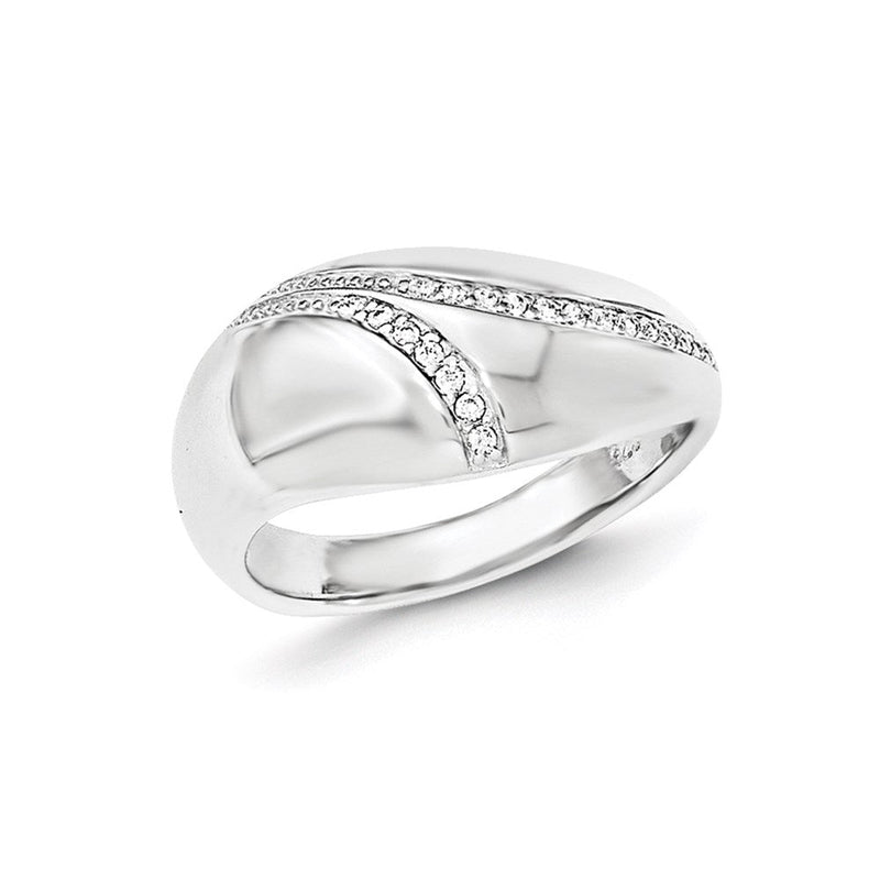 Sterlingsilber Poliert Zirkonia Kuppel Ring