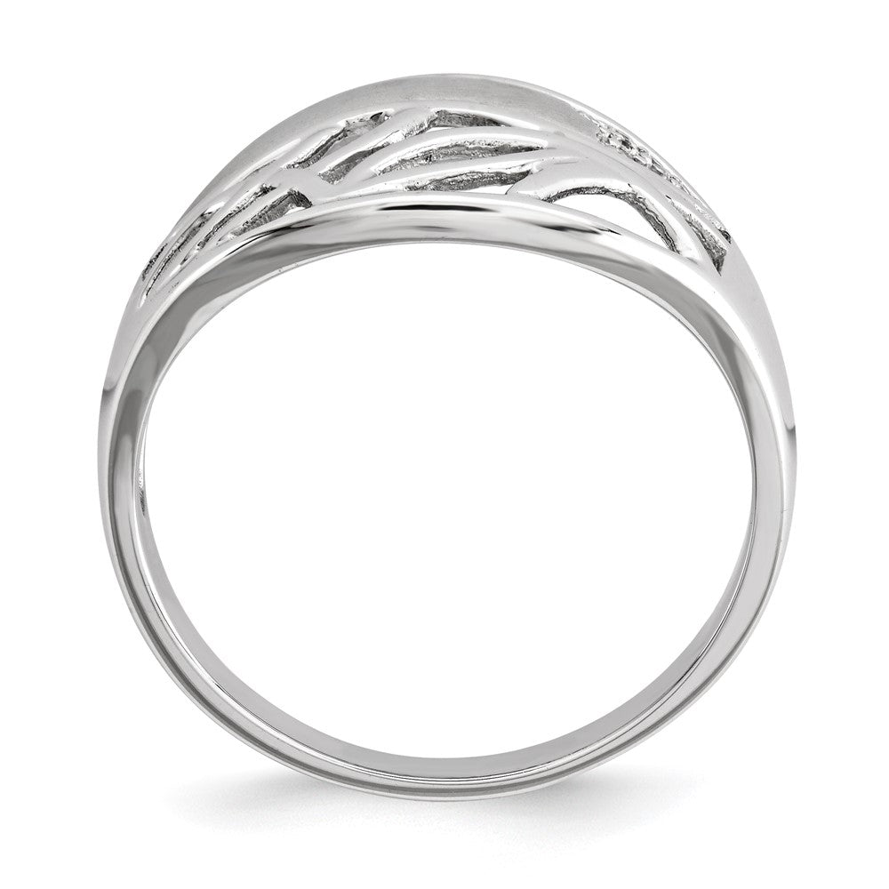 Sterlingsilber Poliert & Satiniert Zirkonia Muster Ring