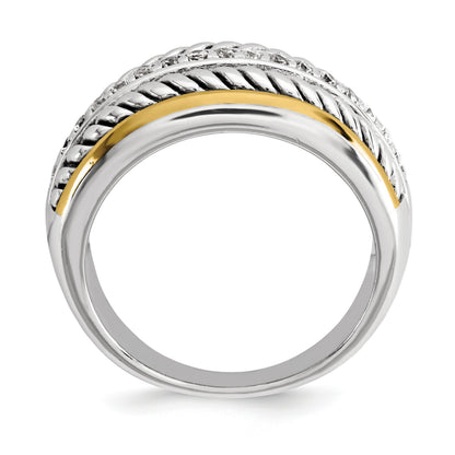 Sterlingsilber Goldfarben Antikisiert Zirkonia Ring