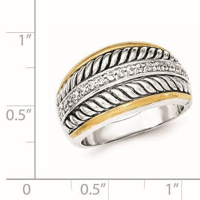 Sterlingsilber Goldfarben Antikisiert Zirkonia Ring
