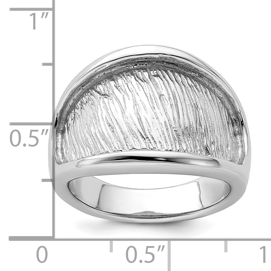 Sterlingsilber Rhodiniert Strukturiert und Poliert Ring