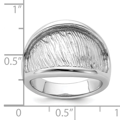 Sterlingsilber Rhodiniert Strukturiert und Poliert Ring