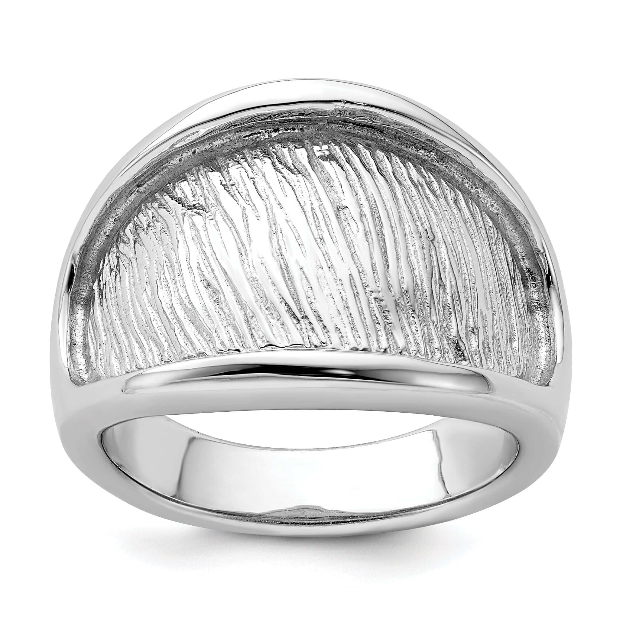 Sterlingsilber Rhodiniert Strukturiert und Poliert Ring